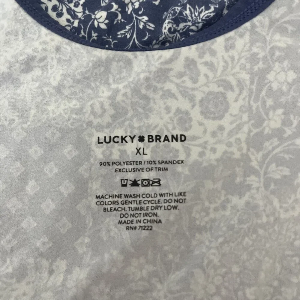 Lucky Brand Paisley Bralett Sport Bra XL Blue Activewear